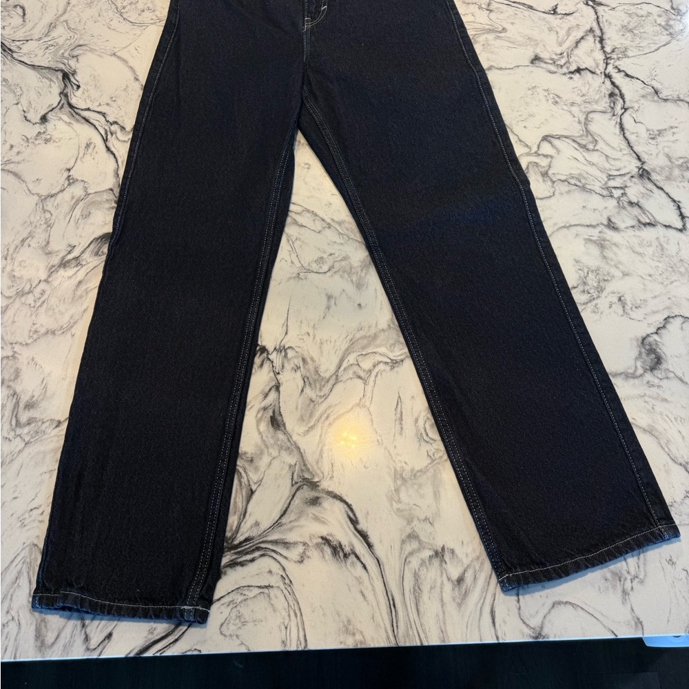 Weekday Rowe Women's Extra High Rise Straight Dark Blue Jeans